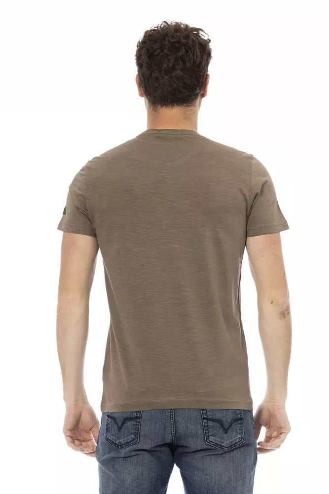 Trussardi Action Elevated Basics Brown Tee na may Front Print