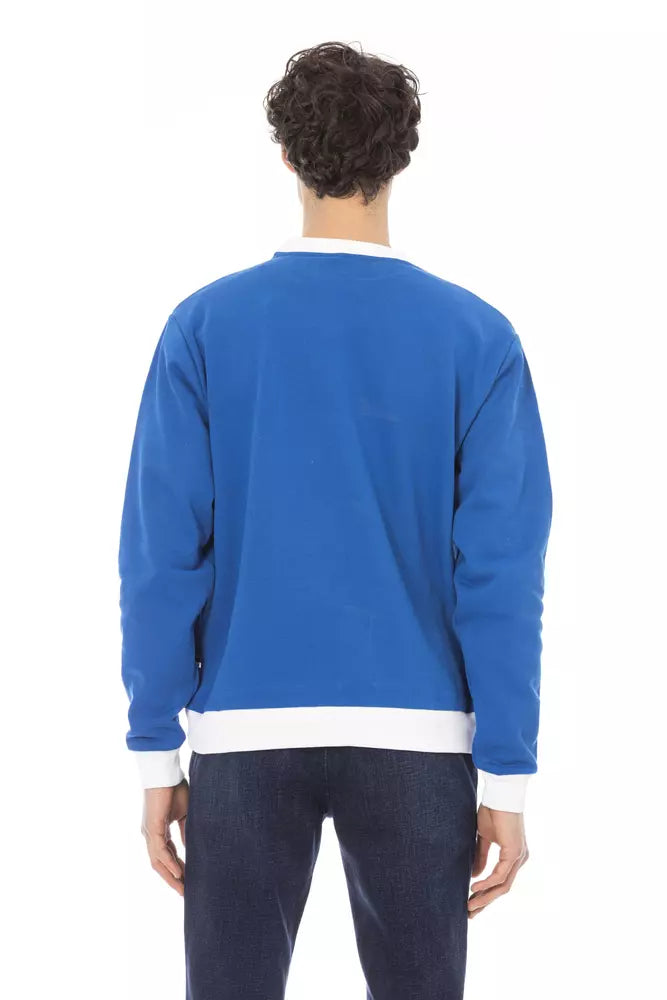 Baldinini Trend Chic Langarm-Sweatshirt aus blauer Baumwolle