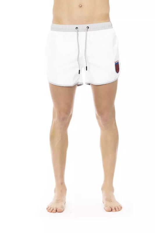 Bikkembergs elegante weiße Badeshorts mit Frontdruck