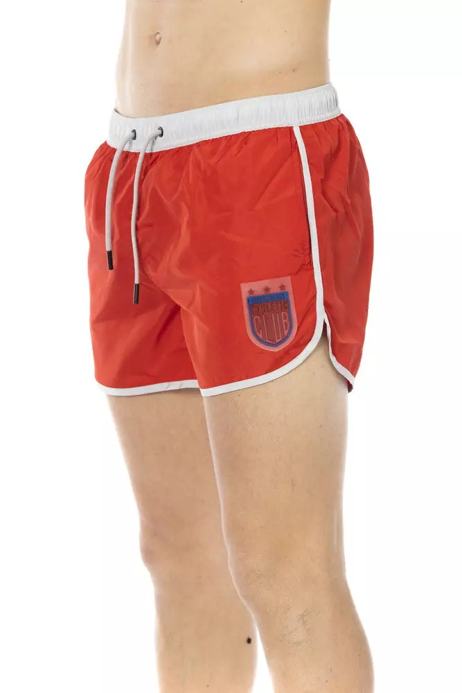 Bikkembergs leuchtend rot bedruckte Badeshorts