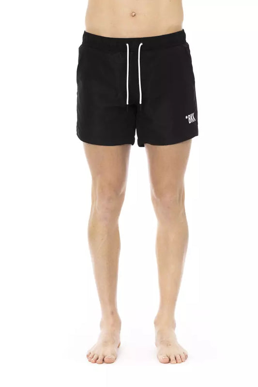 Bikkembergs elegante schwarze Badeshorts mit charakteristischem Band