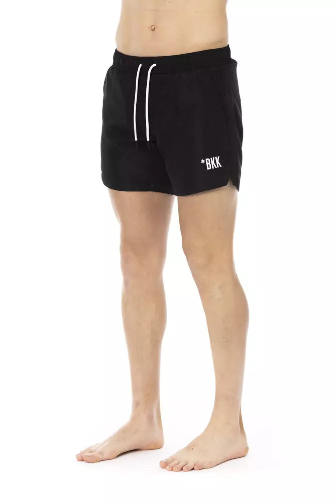 Bikkembergs elegante schwarze Badeshorts mit charakteristischem Band