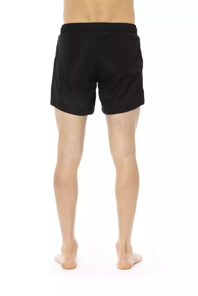 Bikkembergs elegante schwarze Badeshorts mit charakteristischem Band