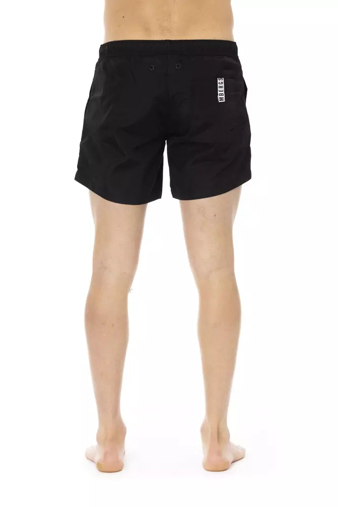 Bikkembergs elegante schwarze Badeshorts mit stilvollem Banddetail