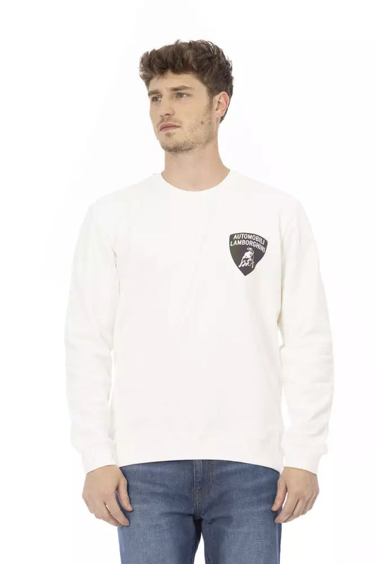 Automobili Lamborghini Sleek White Crewneck Sweater na may Shield Logo