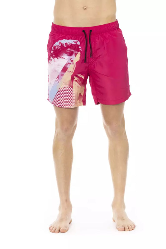 Bikkembergs Badeshorts mit seitlichem Print in Fuchsia