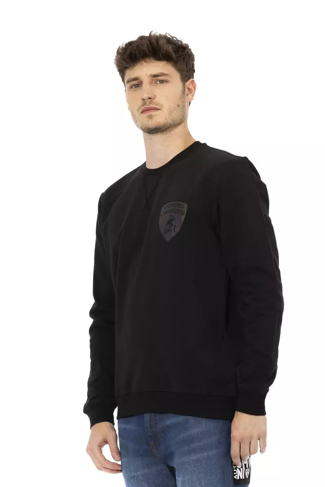 Elegantes schwarzes Rundhals-Sweatshirt von Automobili Lamborghini mit Schild-Logo