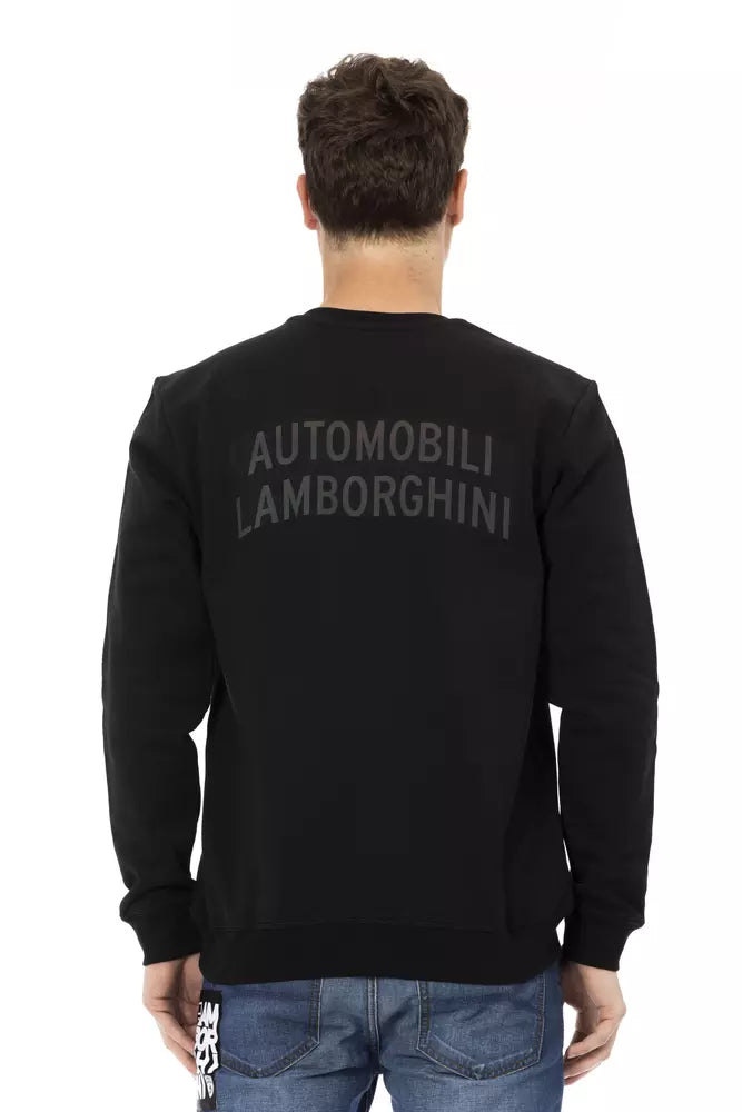 Elegantes schwarzes Rundhals-Sweatshirt von Automobili Lamborghini mit Schild-Logo