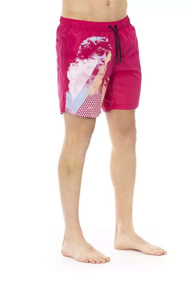 Bikkembergs Badeshorts mit seitlichem Print in Fuchsia