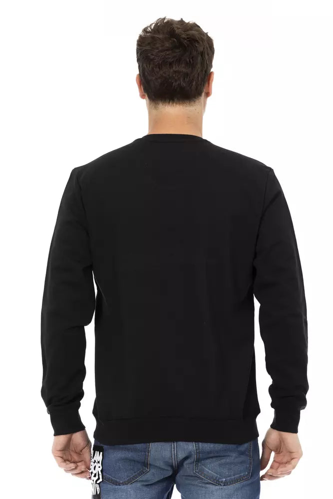 Automobili Lamborghini Glattes schwarzes Baumwoll-Sweatshirt mit Rundhalsausschnitt