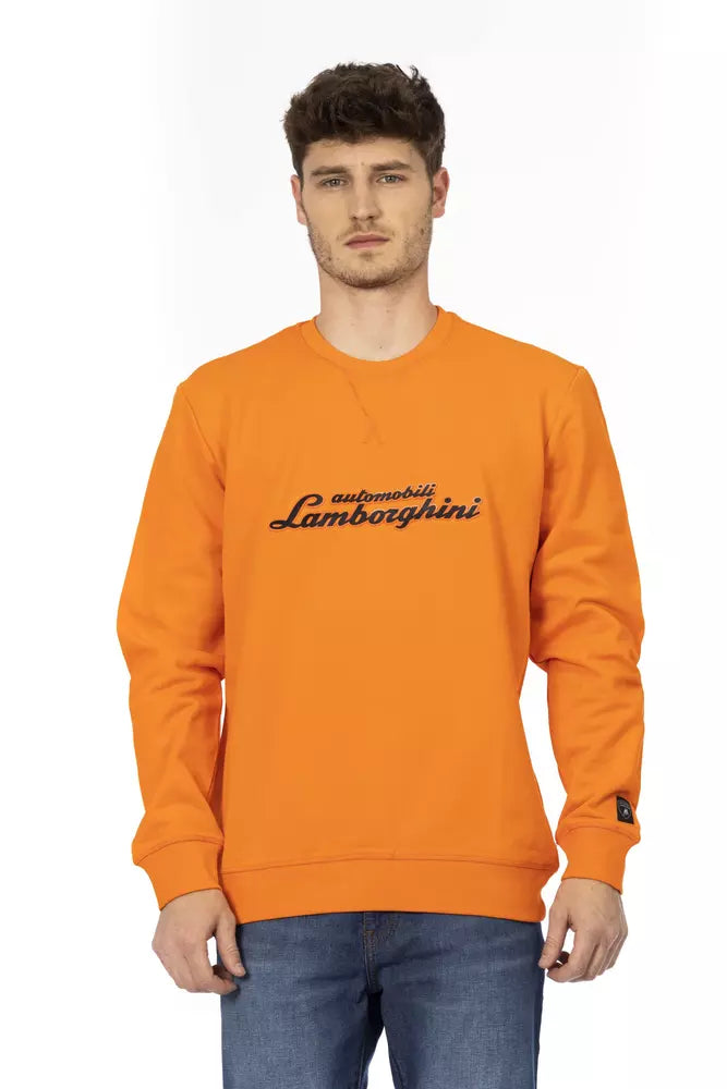 Automobili Lamborghini Sleek Orange Rundhals-Sweatshirt mit Logo am Ärmel