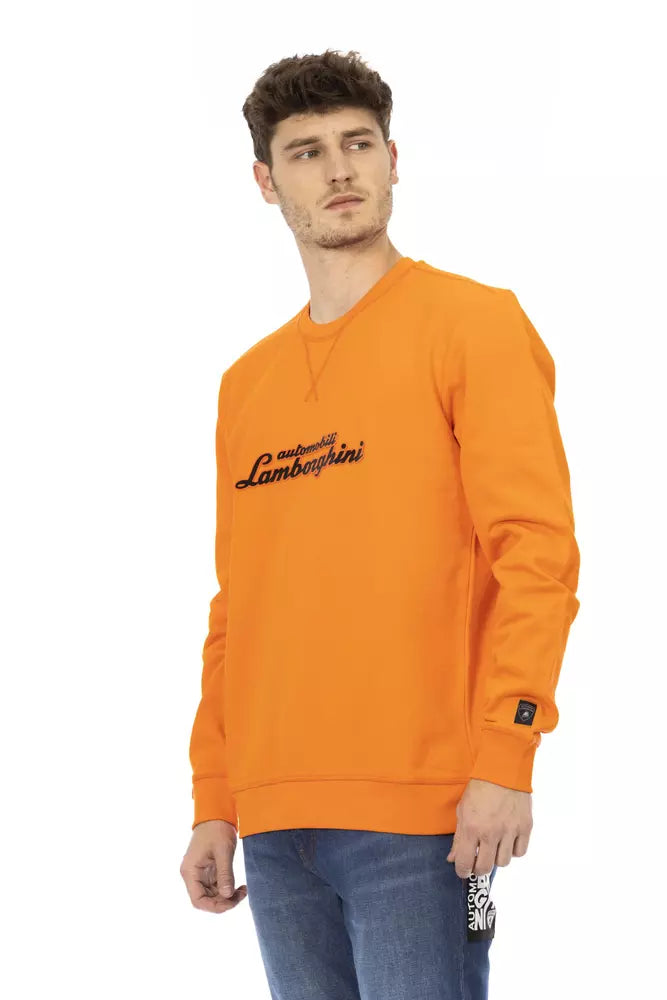 Automobili Lamborghini Sleek Orange Rundhals-Sweatshirt mit Logo am Ärmel