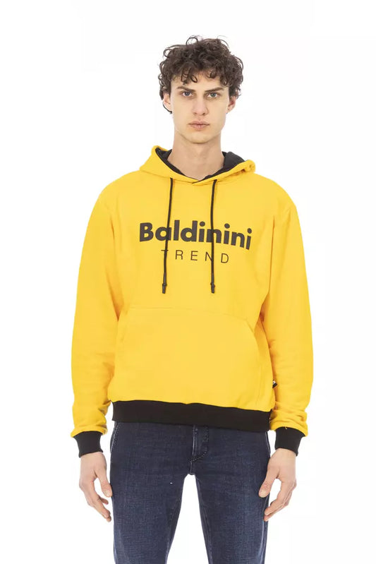 Baldinini Trend Sunshine Gelber Baumwoll-Hoodie mit Maxi-Tasche