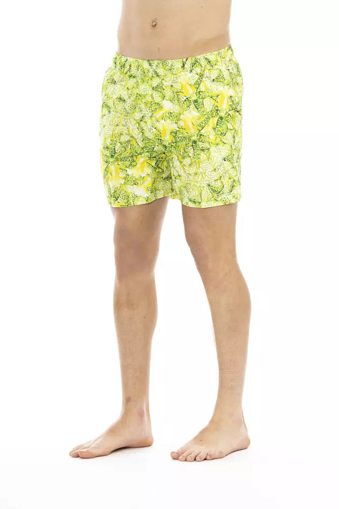 Just Cavalli Vibrant Green Beach Shorts mit exquisitem Aufdruck