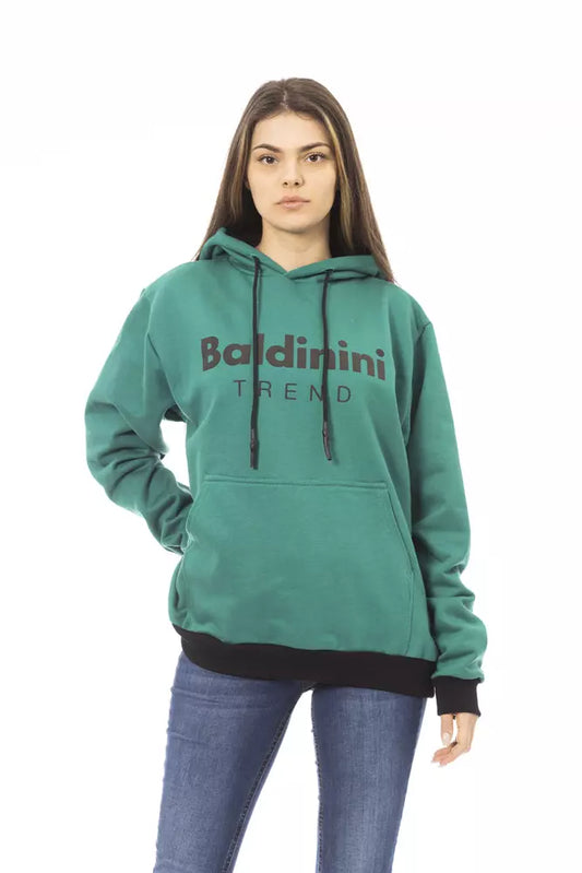 Baldinini Trend Sleek schwarzer Baumwoll-Fleece-Hoodie mit Maxi-Tasche