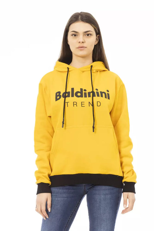 Baldinini Trend Chic Yellow Cotton Fleece Hoodie na may Logo