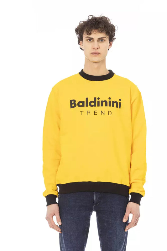 Baldinini Trend Elegant Yellow Cotton Hoodie na may Logo sa Harap