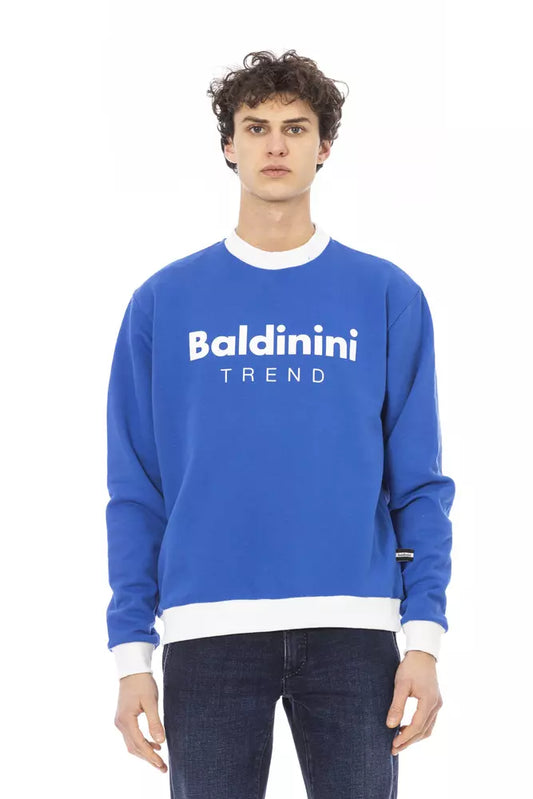 Baldinini Trend Chic Blauer Kapuzenpullover mit Logo vorne