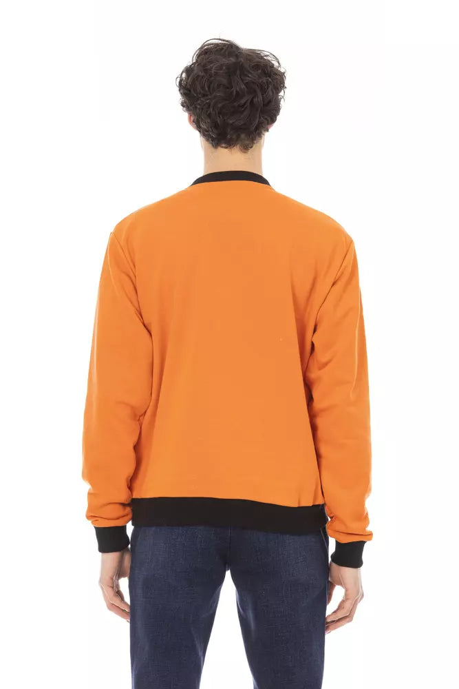 Baldinini Trend Orange Cotton Fleece Hoodie na may Logo sa Harap