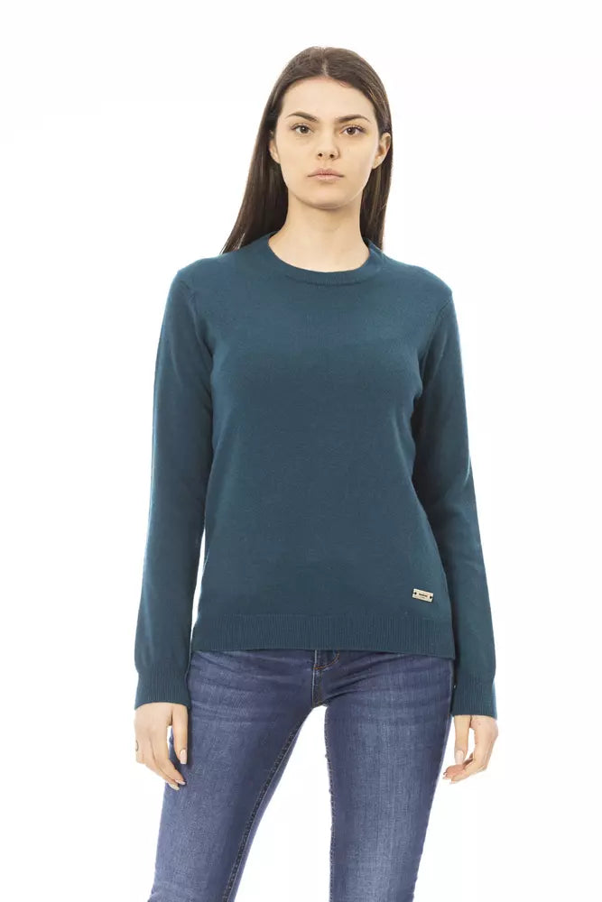 Baldinini Trend Elegant Long Sleeve Crewneck Sweater sa Berde