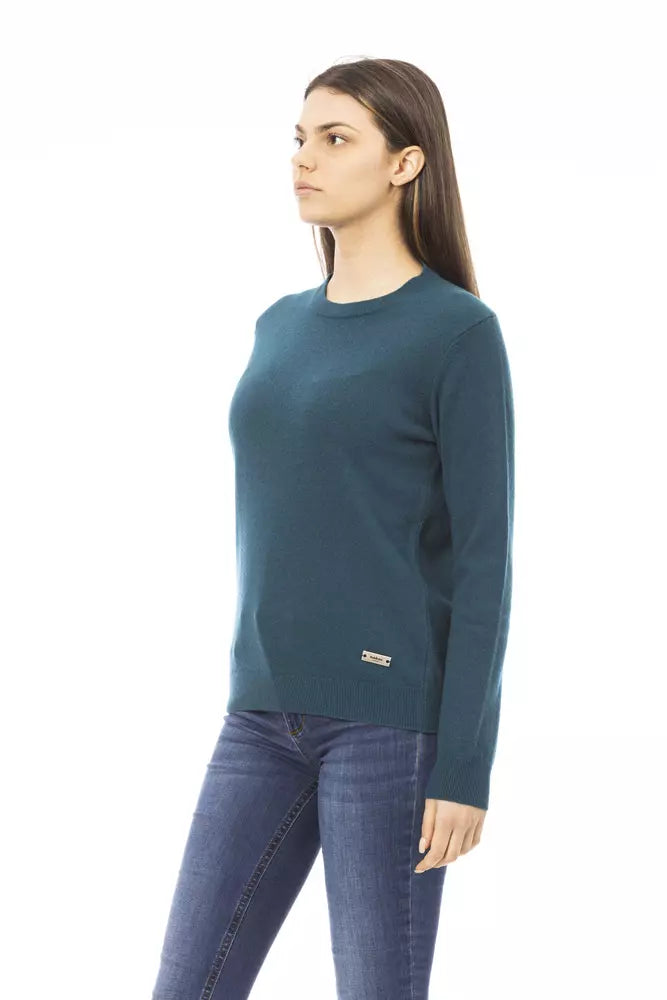 Baldinini Trend Elegant Long Sleeve Crewneck Sweater sa Berde