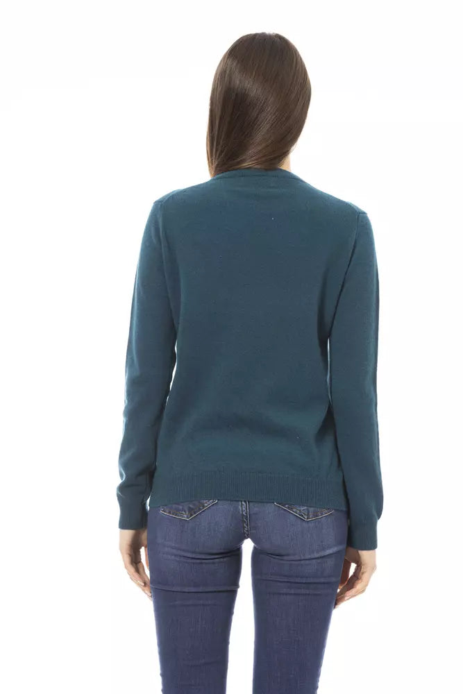 Baldinini Trend Elegant Long Sleeve Crewneck Sweater sa Berde