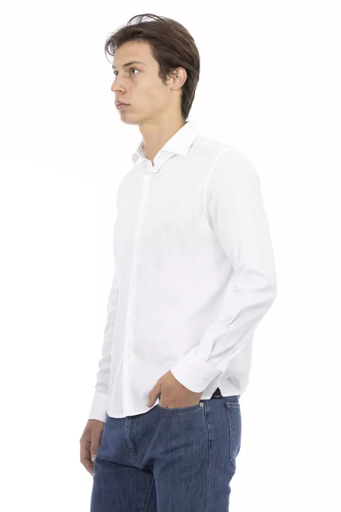 Baldinini Trend Chic weißes Slim-Fit-Hemd mit italienischem Kragen