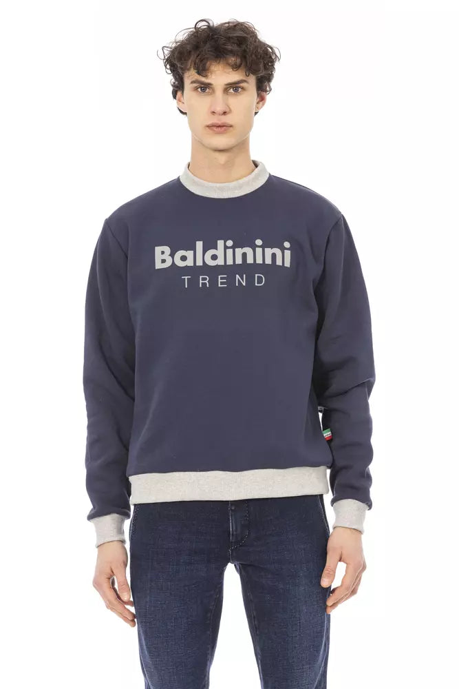 Baldinini Trend Blaues Baumwoll-Logo-Sweatshirt – lange Ärmel