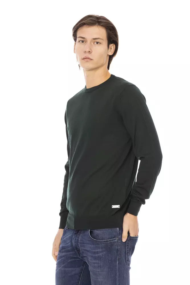 Baldinini Trend Emerald Crewneck Sweater na may Metal Monogram