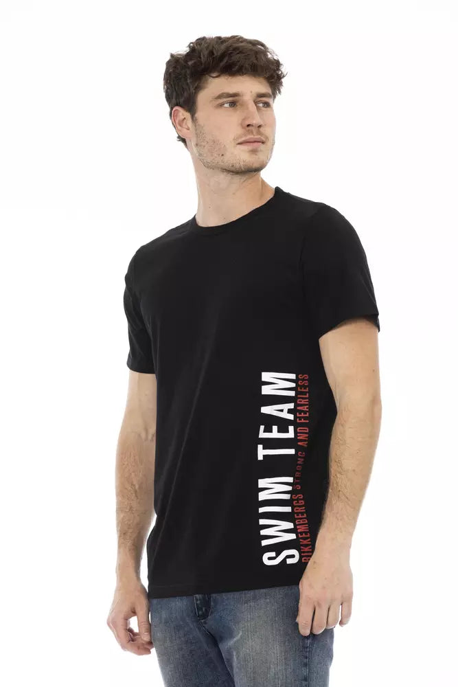 Bikkembergs Sleek Black T-Shirt na may Statement Front Print