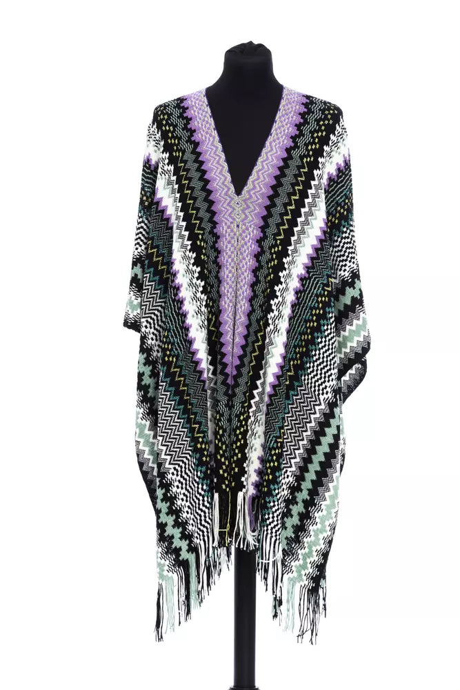 Missoni Chic geometrischer Fransenponcho in Mehrfarbig