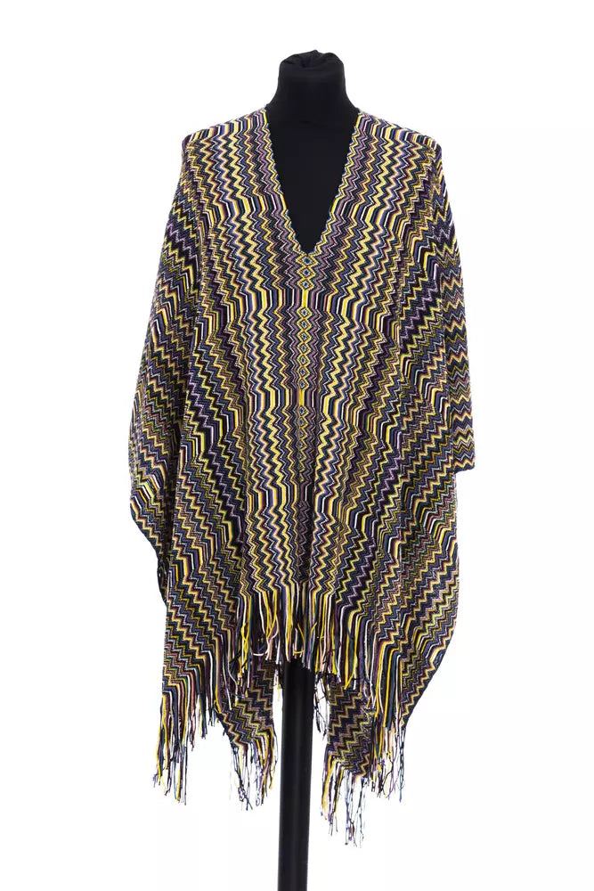 Missoni Geometrischer Fantasy-Poncho mit Fransen