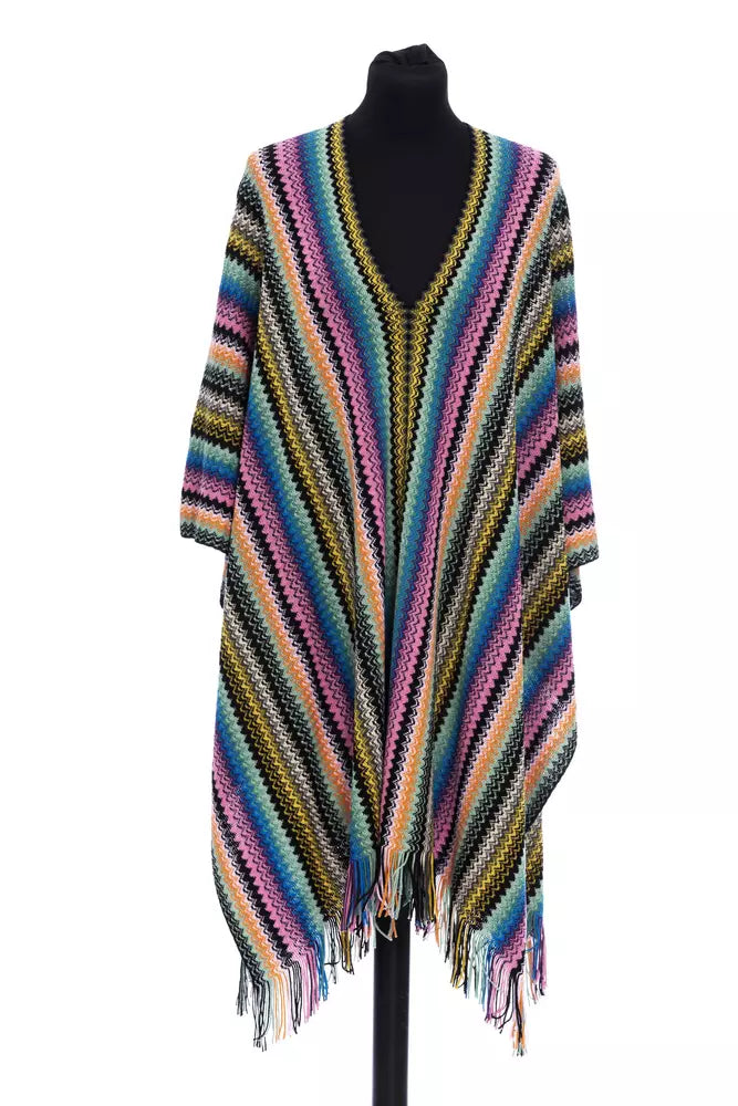 Missoni Geometrischer Fantasy-Poncho mit Fransen – Mehrfarbig