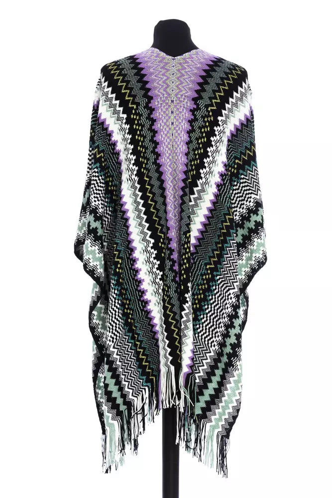 Missoni Chic geometrischer Fransenponcho in Mehrfarbig