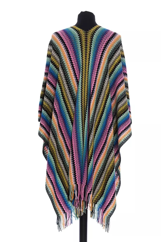 Missoni Geometrischer Fantasy-Poncho mit Fransen – Mehrfarbig