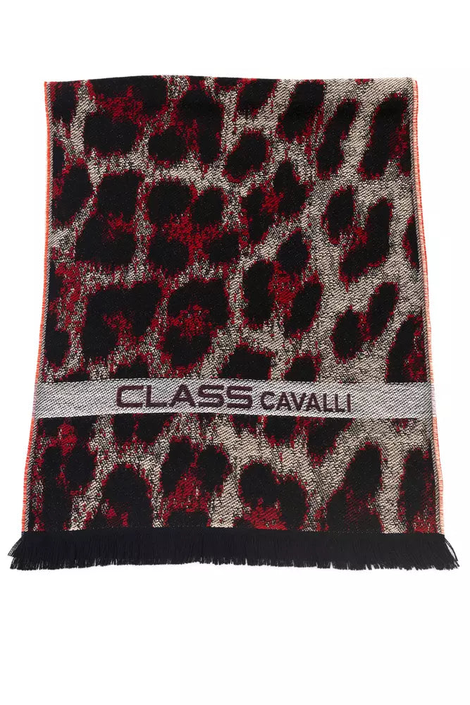 Cavalli Class Eleganter Schal mit Animalier-Logo in Burgunderrot