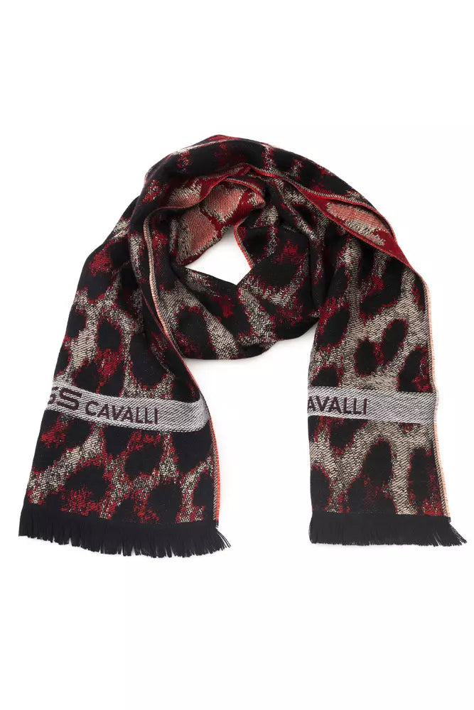 Cavalli Class Eleganter Schal mit Animalier-Logo in Burgunderrot