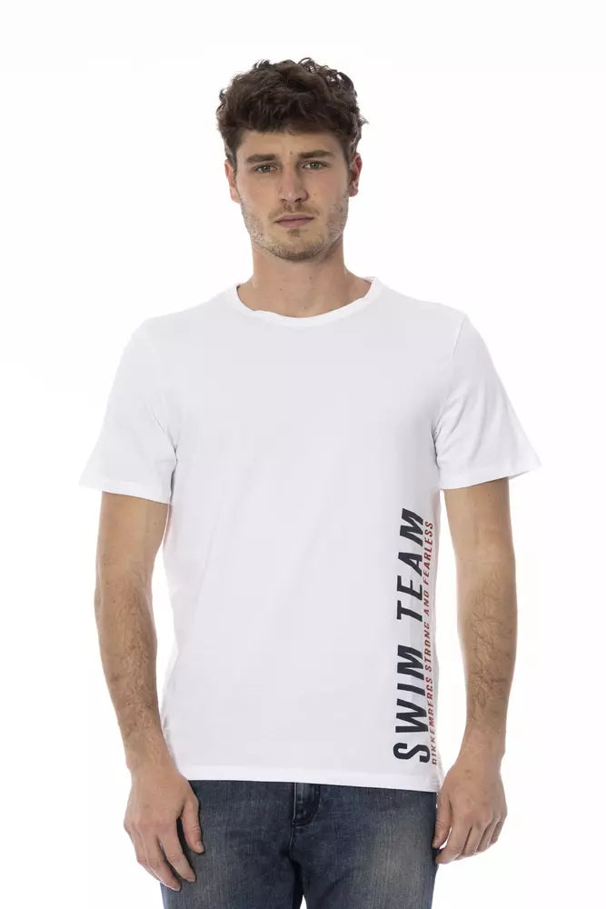 Bikkembergs elegantes weißes T-Shirt mit Statement-Print vorne