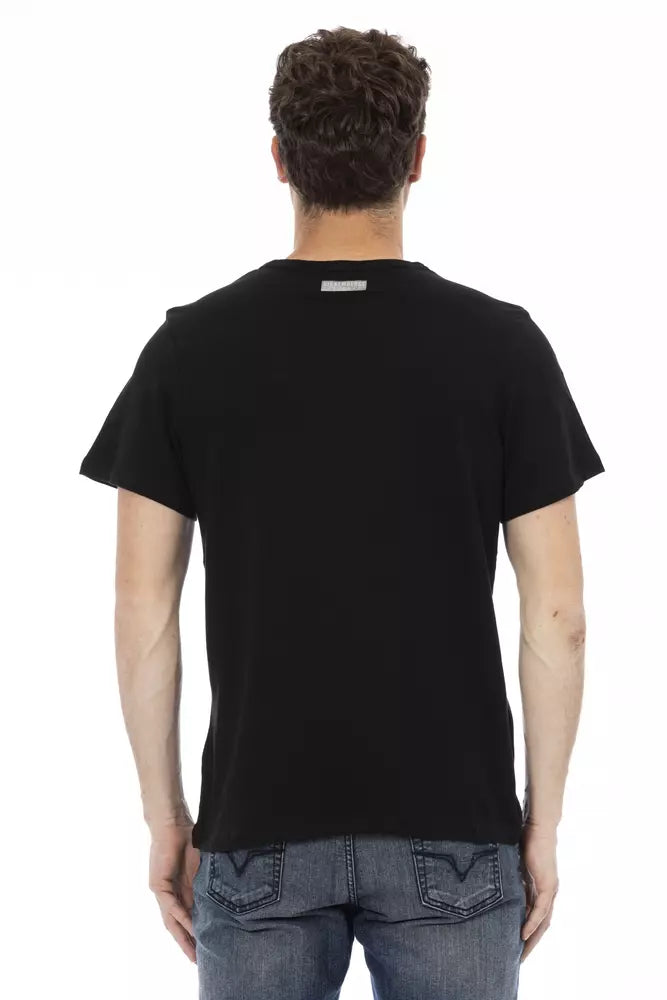 Bikkembergs Classic Black Cotton Tee na may Front Print