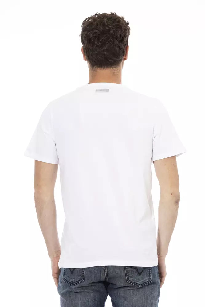 Bikkembergs elegantes weißes T-Shirt mit Statement-Print vorne