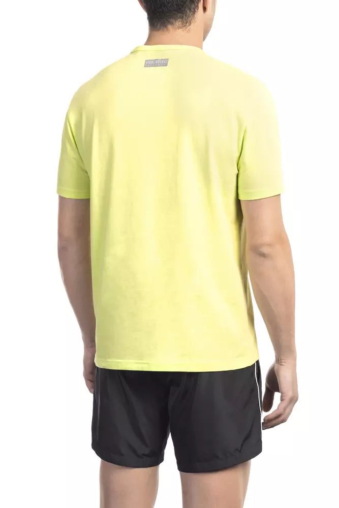 Bikkembergs Radiant Yellow Front Print Tee na may Logo sa Likod