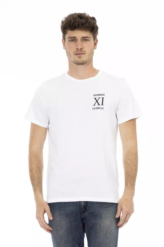 Bikkembergs Elegant White Cotton T-Shirt na may Graphic Print