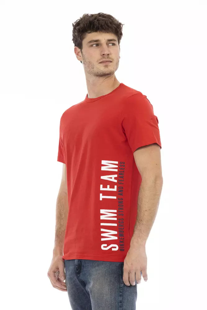 Bikkembergs Chic Red Front Print Tee para sa Fashion-Forward Men