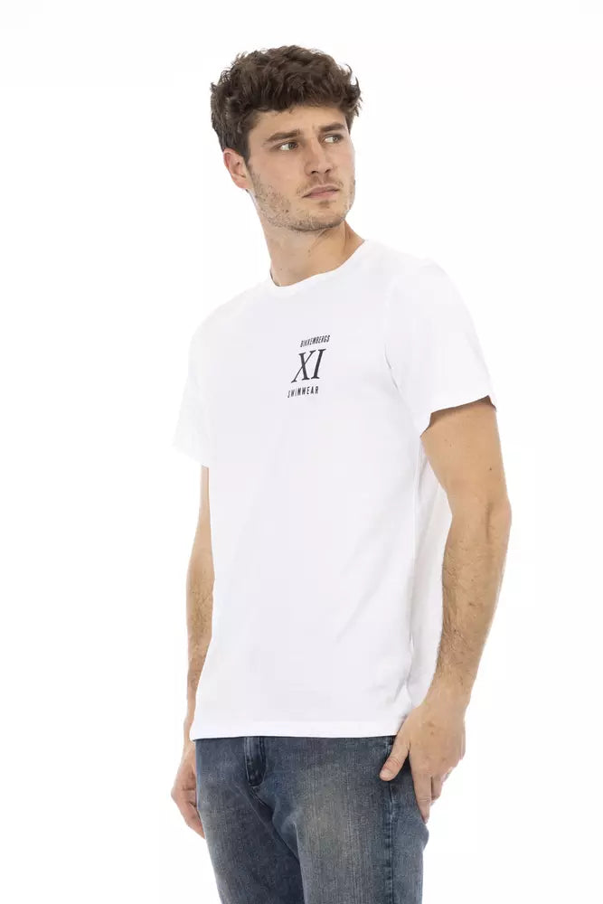 Bikkembergs Elegant White Cotton T-Shirt na may Graphic Print