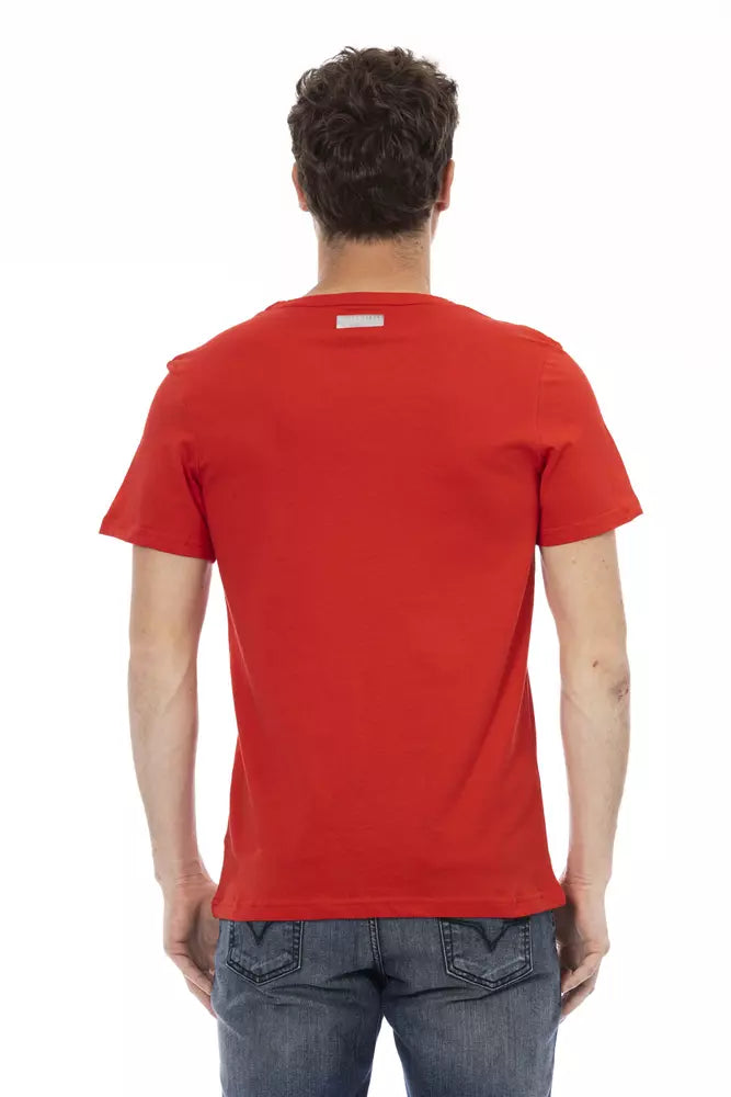 Bikkembergs schickes rotes Baumwoll-T-Shirt mit auffälligem Frontdruck