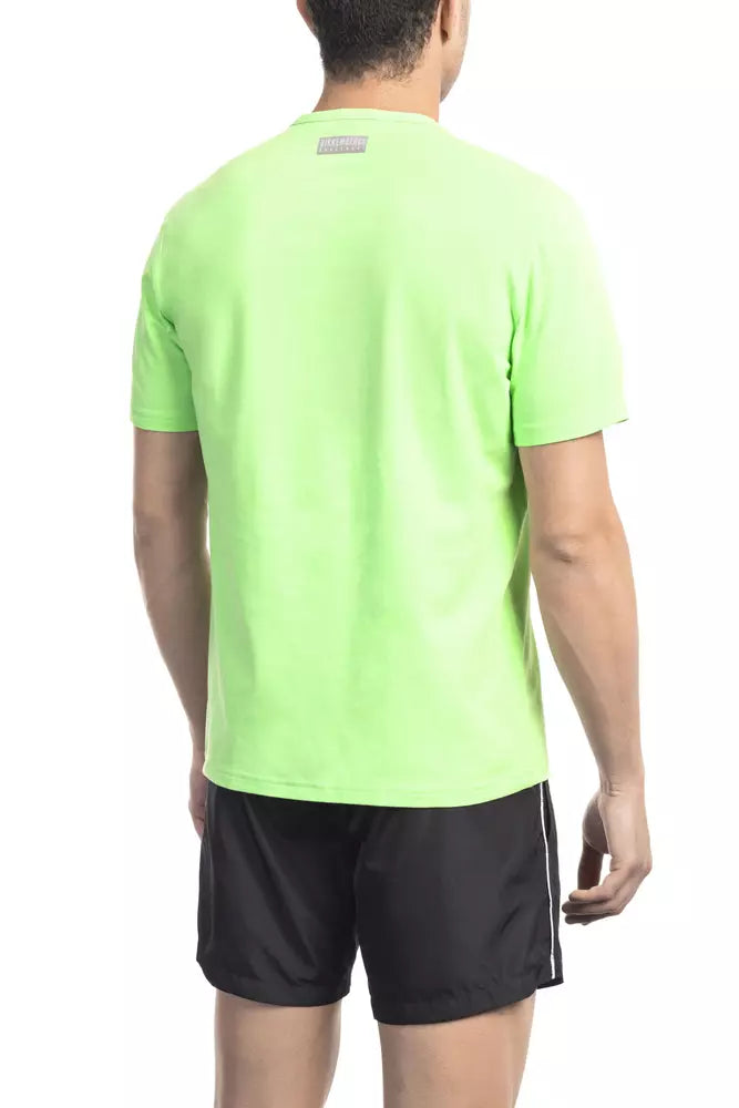 Bikkembergs Chic Green Cotton Print Tee na may Designer Touch