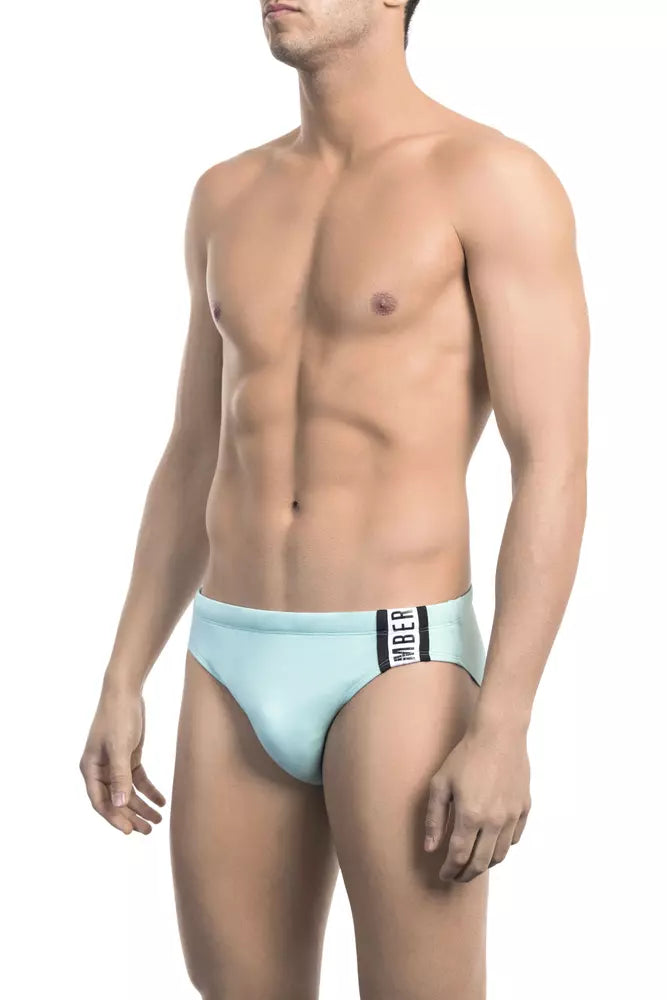 Bikkembergs eleganter, hellblauer Speedo mit seitlichem Aufdruck