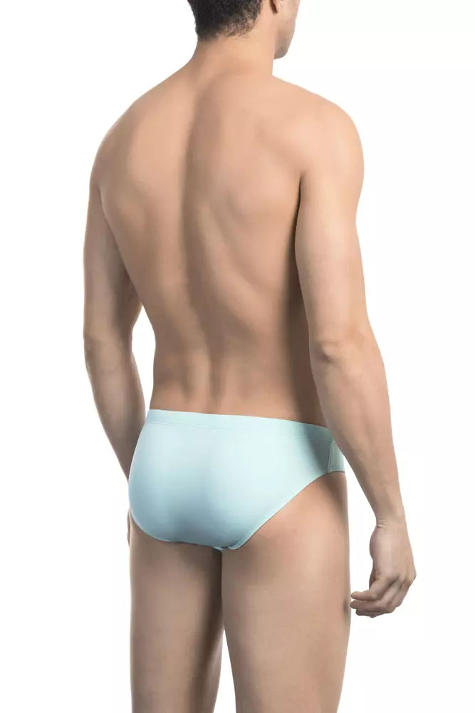 Bikkembergs eleganter, hellblauer Speedo mit seitlichem Aufdruck