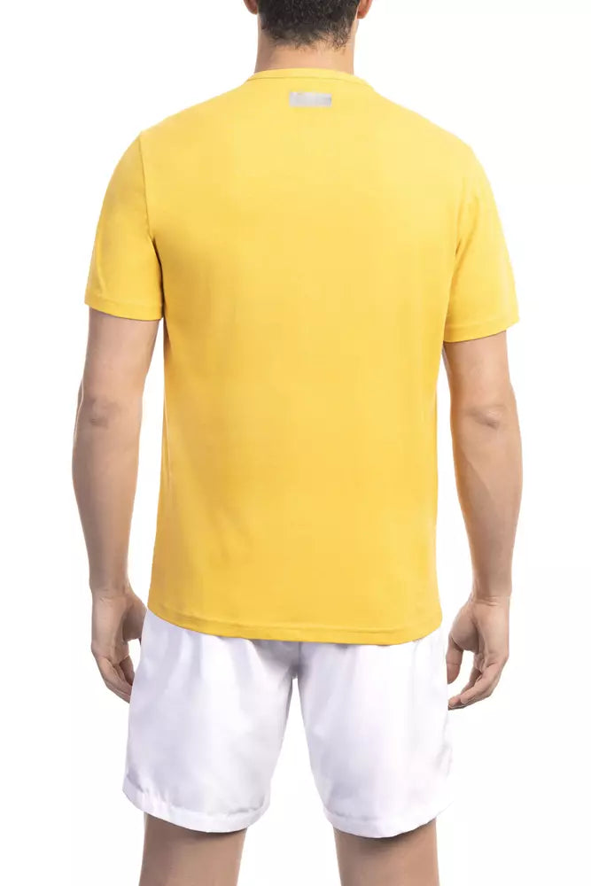 Bikkembergs Radiant Yellow Cotton Tee na may Iconic na Print