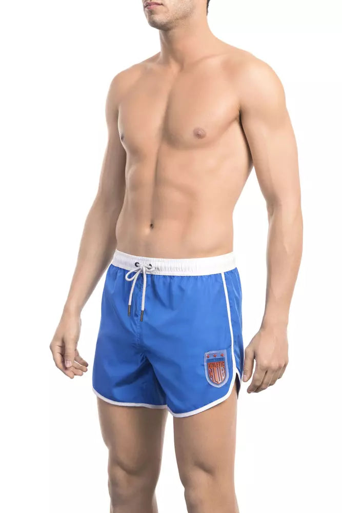 Bikkembergs blaue Badeshorts mit Frontprint für Herren